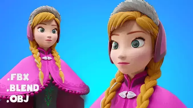 Frozen Anna Rigged Lowpoly