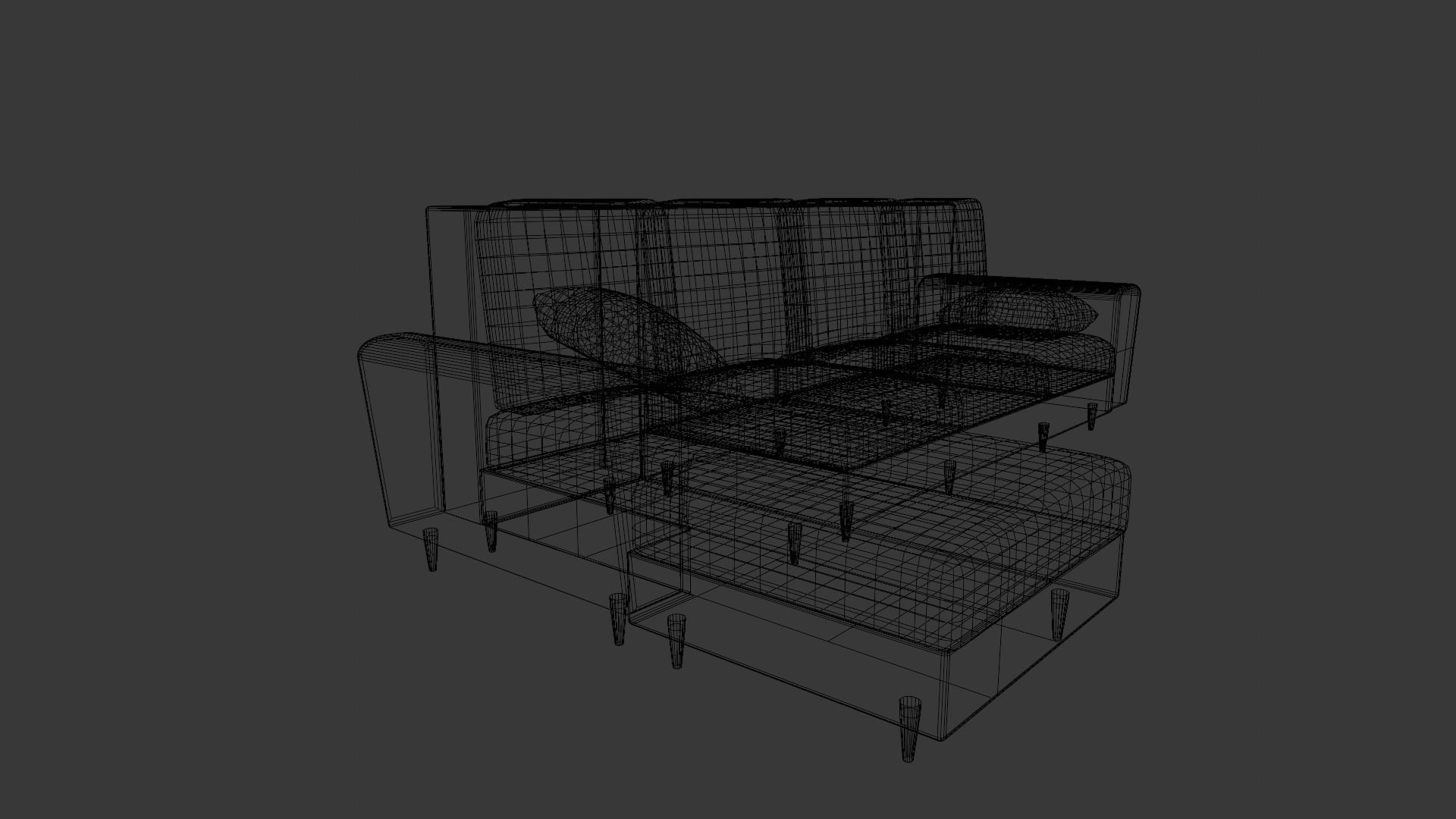 Sofa Set 3D Model Low-poly 3D model_11