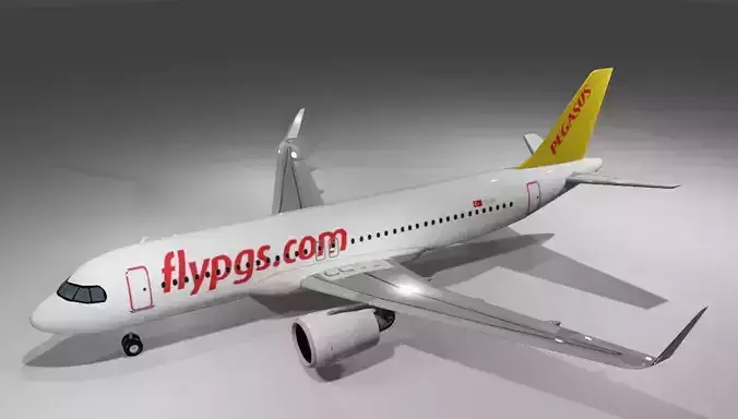 Pegasus airlines airbus a320neo low poly 3d model and cockpit