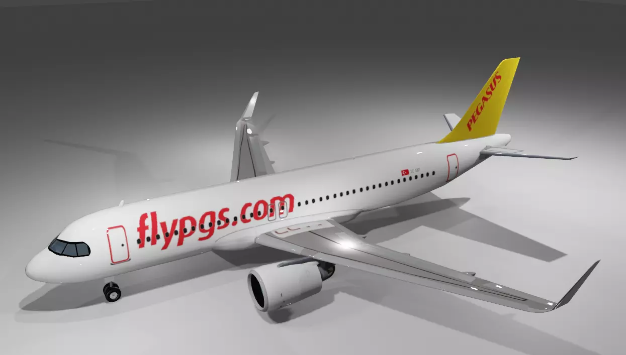 Pegasus airlines airbus a320neo low poly 3d model and cockpit Low-poly 3D model