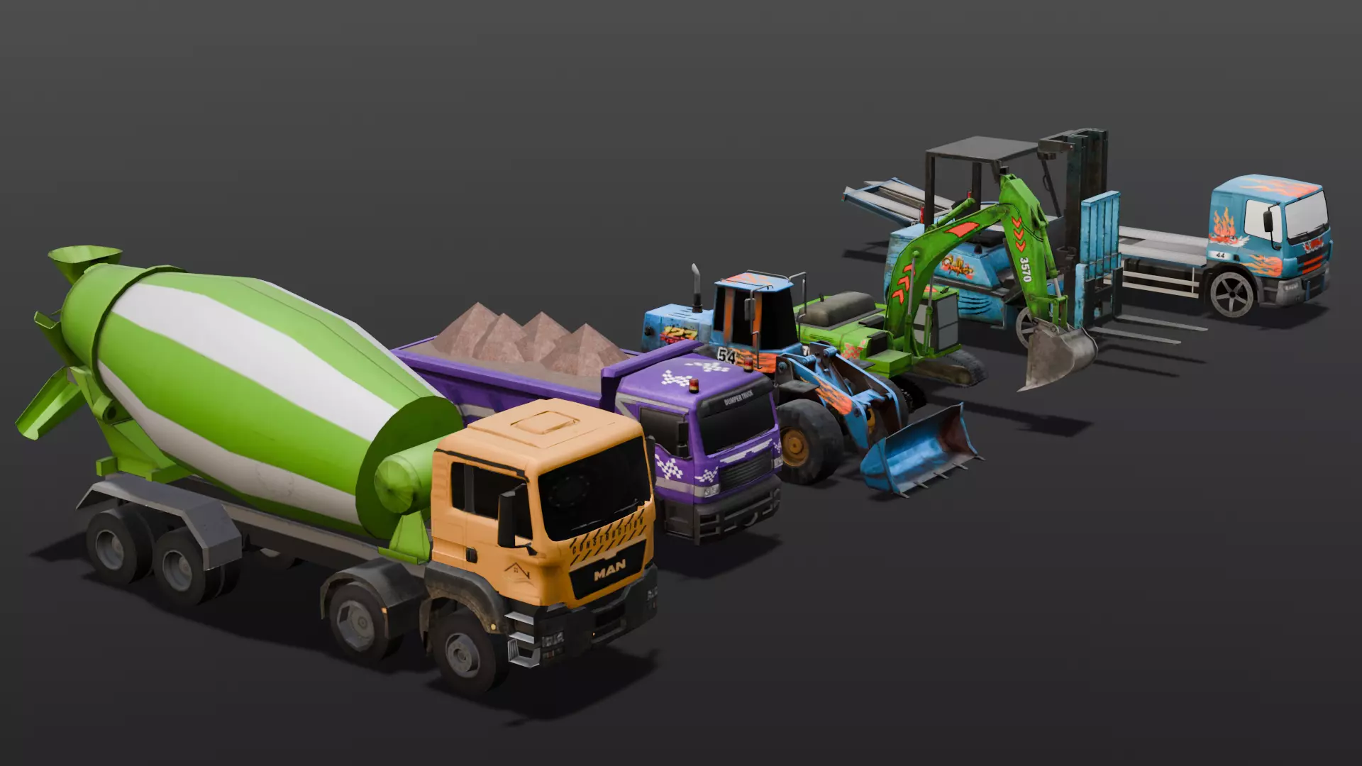 Cartoon Vehicle Pack 3D Model Low-poly 3D model