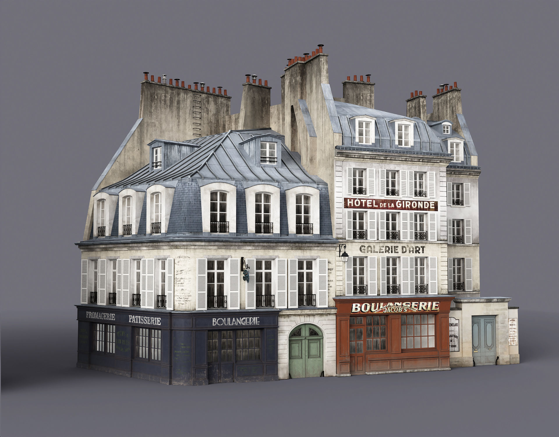 Paris a lancienne Low-poly 3D model_3