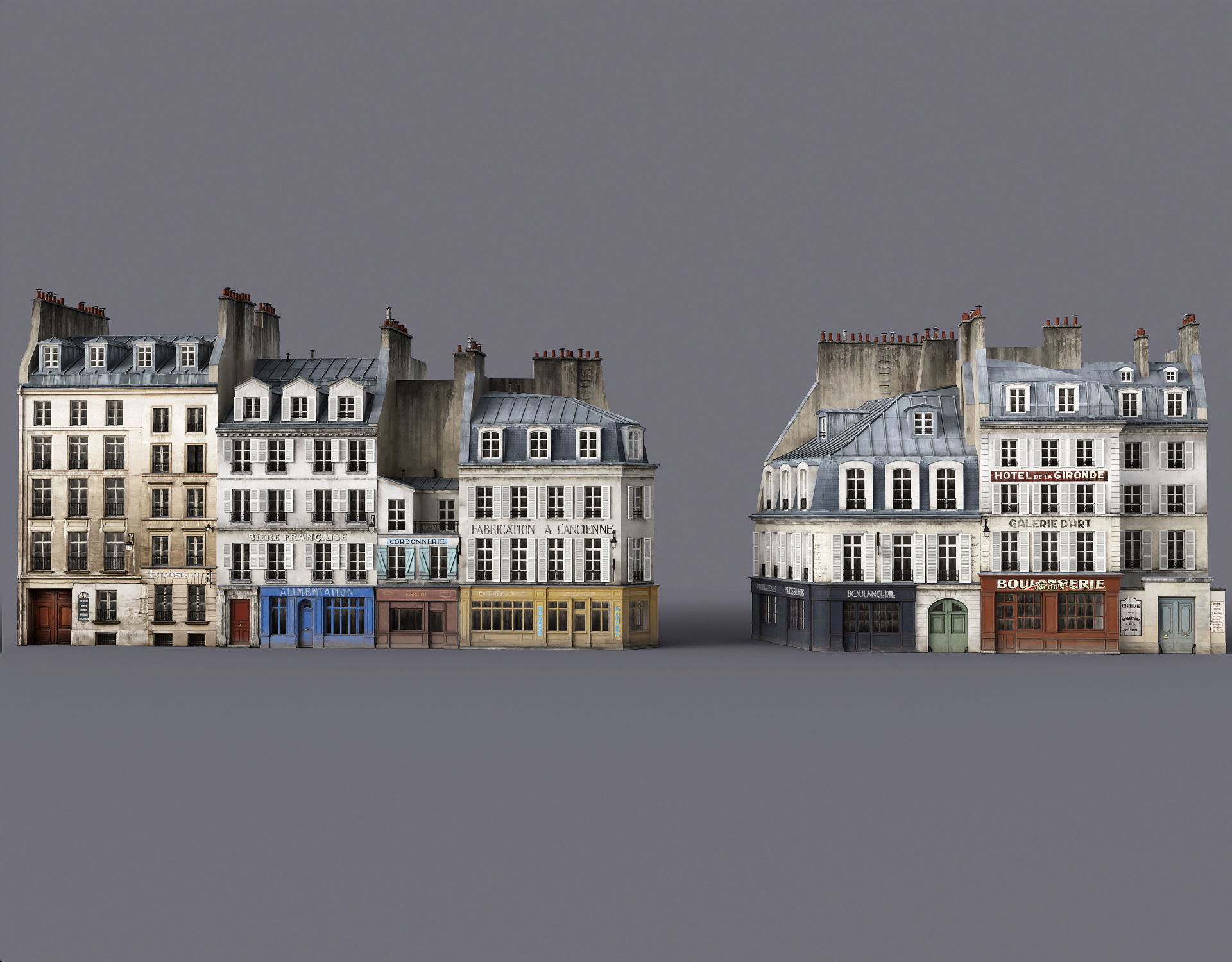 Paris a lancienne Low-poly 3D model_2