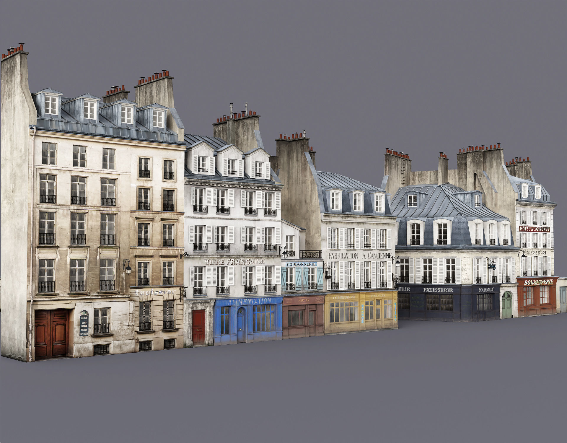 Paris a lancienne Low-poly 3D model_1