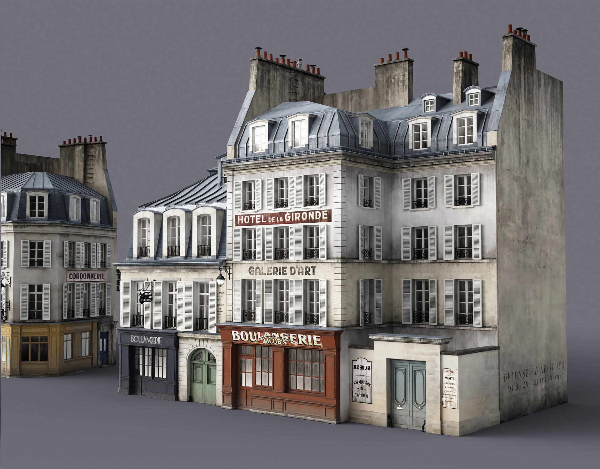 Paris a lancienne Low-poly 3D model_4