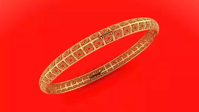 1357 Gold Bangle Squared and Circled 7gm 3D print model