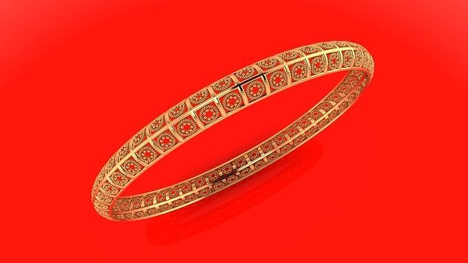 1357 Gold Bangle Squared and Circled 7gm 3D print model