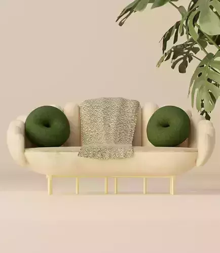 Cozy Minimal Sofa Low-poly 3D model