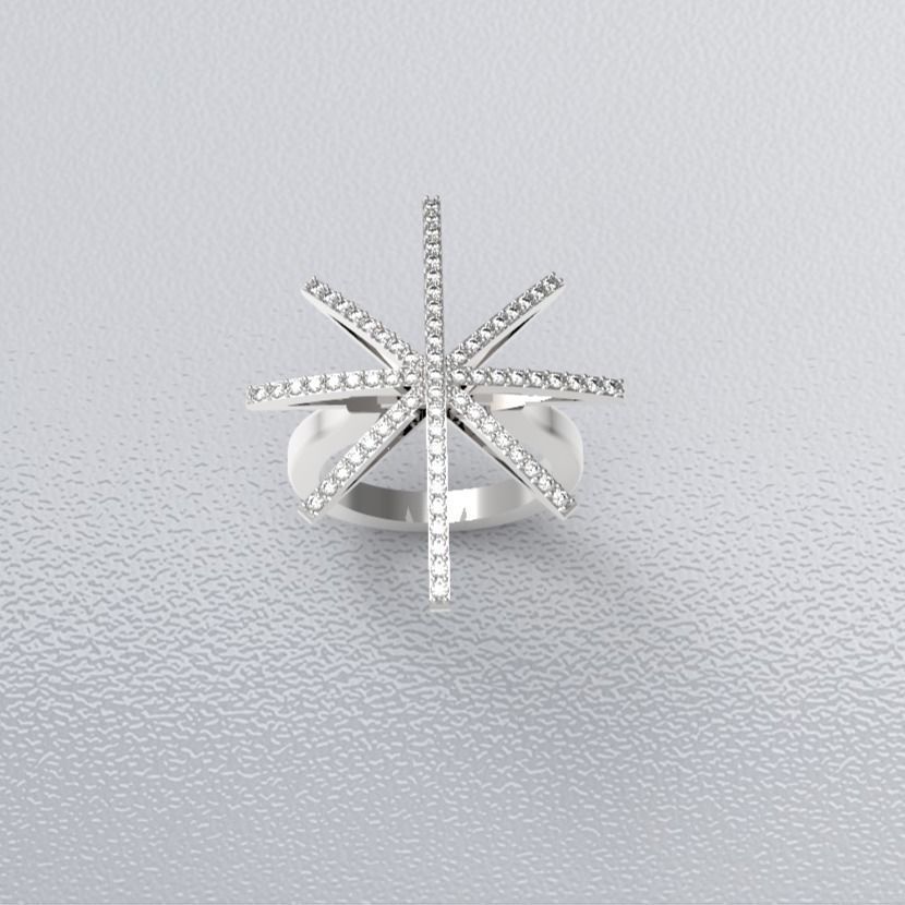 star-diamond-ring 3D print model_7