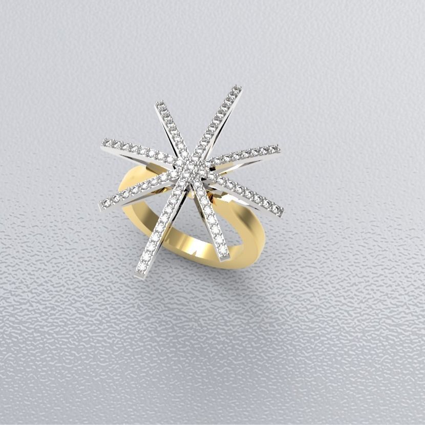 star-diamond-ring 3D print model_1