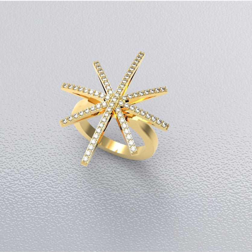 star-diamond-ring 3D print model_2