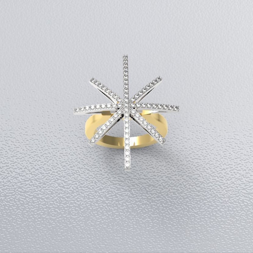 star-diamond-ring 3D print model_11