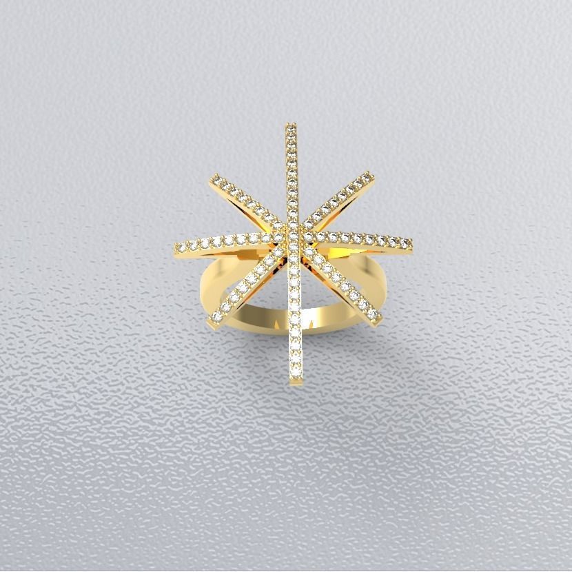 star-diamond-ring 3D print model_12