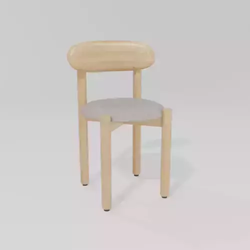 Solid Oak Chair with Upholstered Seat