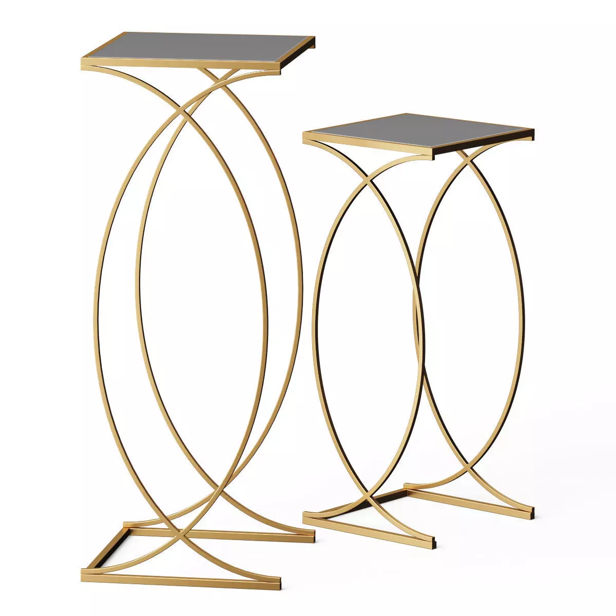 Wayfair Loquette Glass Sled Nesting Tables by Etta Avenue 3D model_0