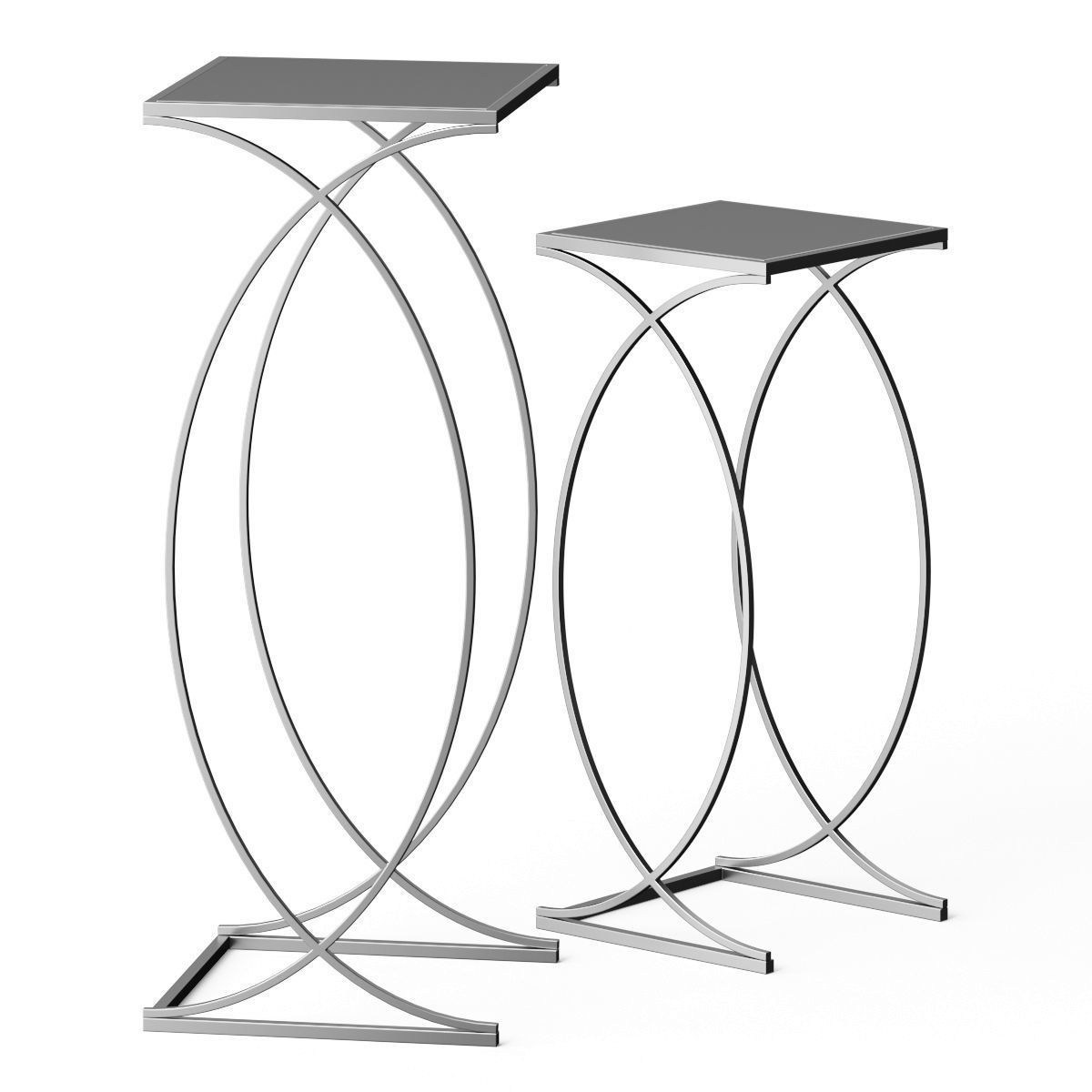 Wayfair Loquette Glass Sled Nesting Tables by Etta Avenue 3D model_1