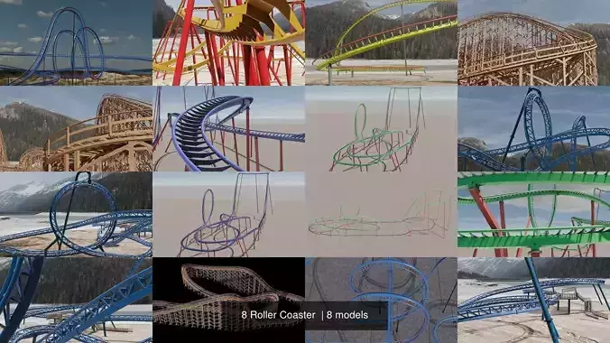 8 Roller Coaster  3D Model Collection