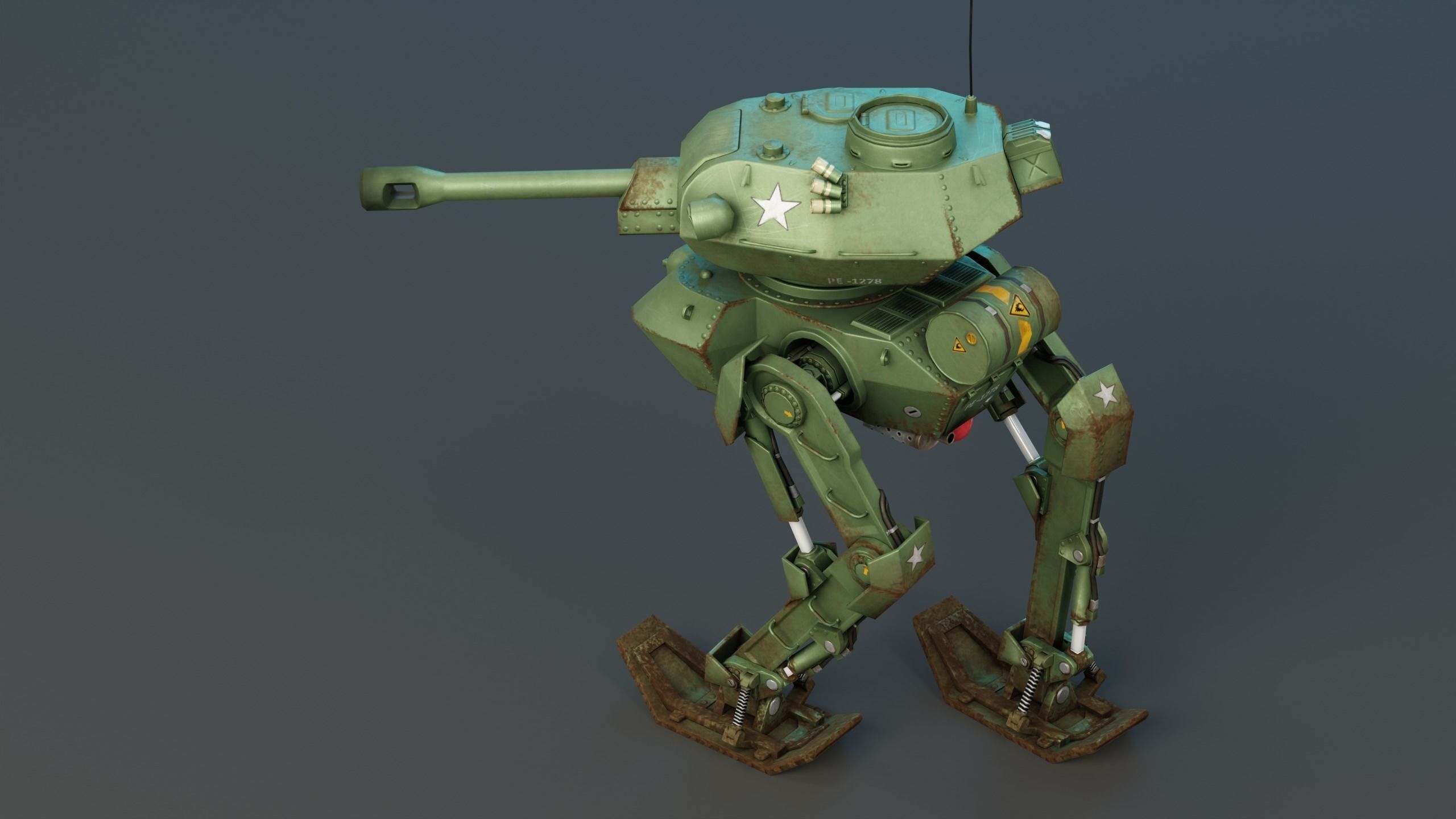 Tank Mech Low-poly 3D model_1