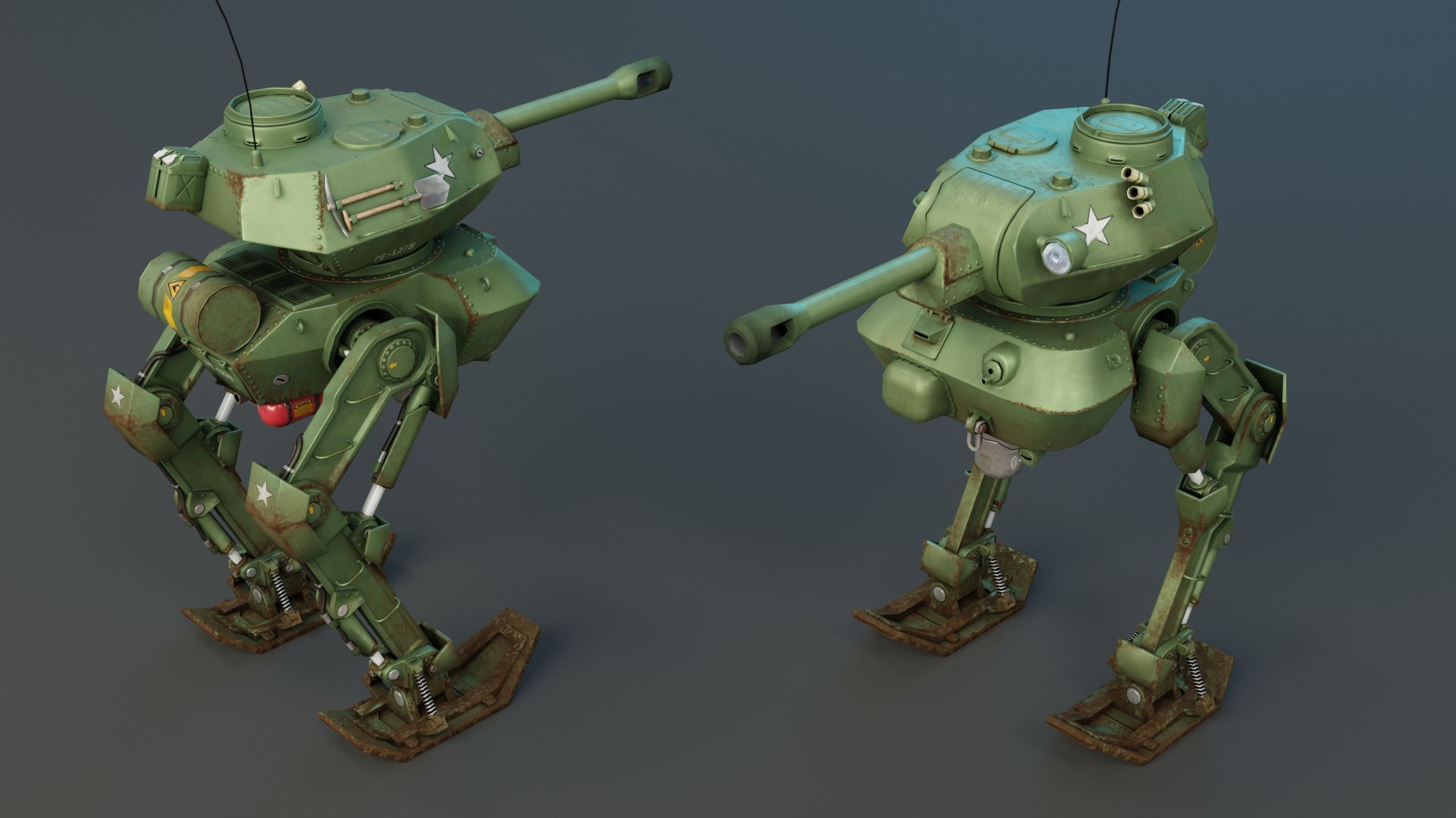 Tank Mech Low-poly 3D model_2