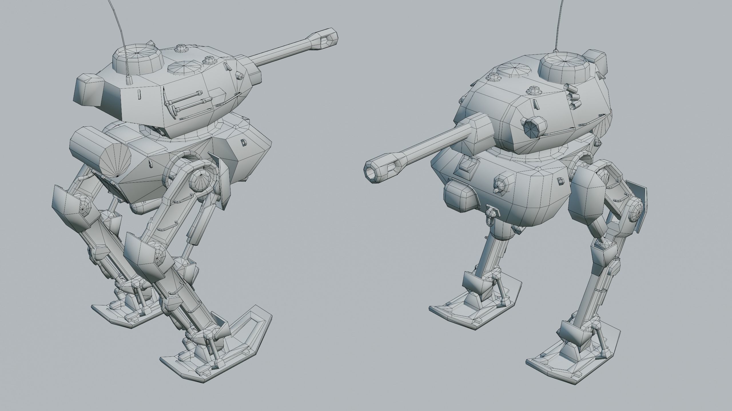 Tank Mech Low-poly 3D model_4