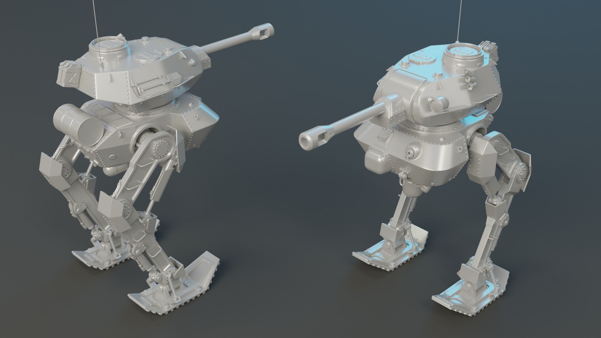 Tank Mech Low-poly 3D model_6