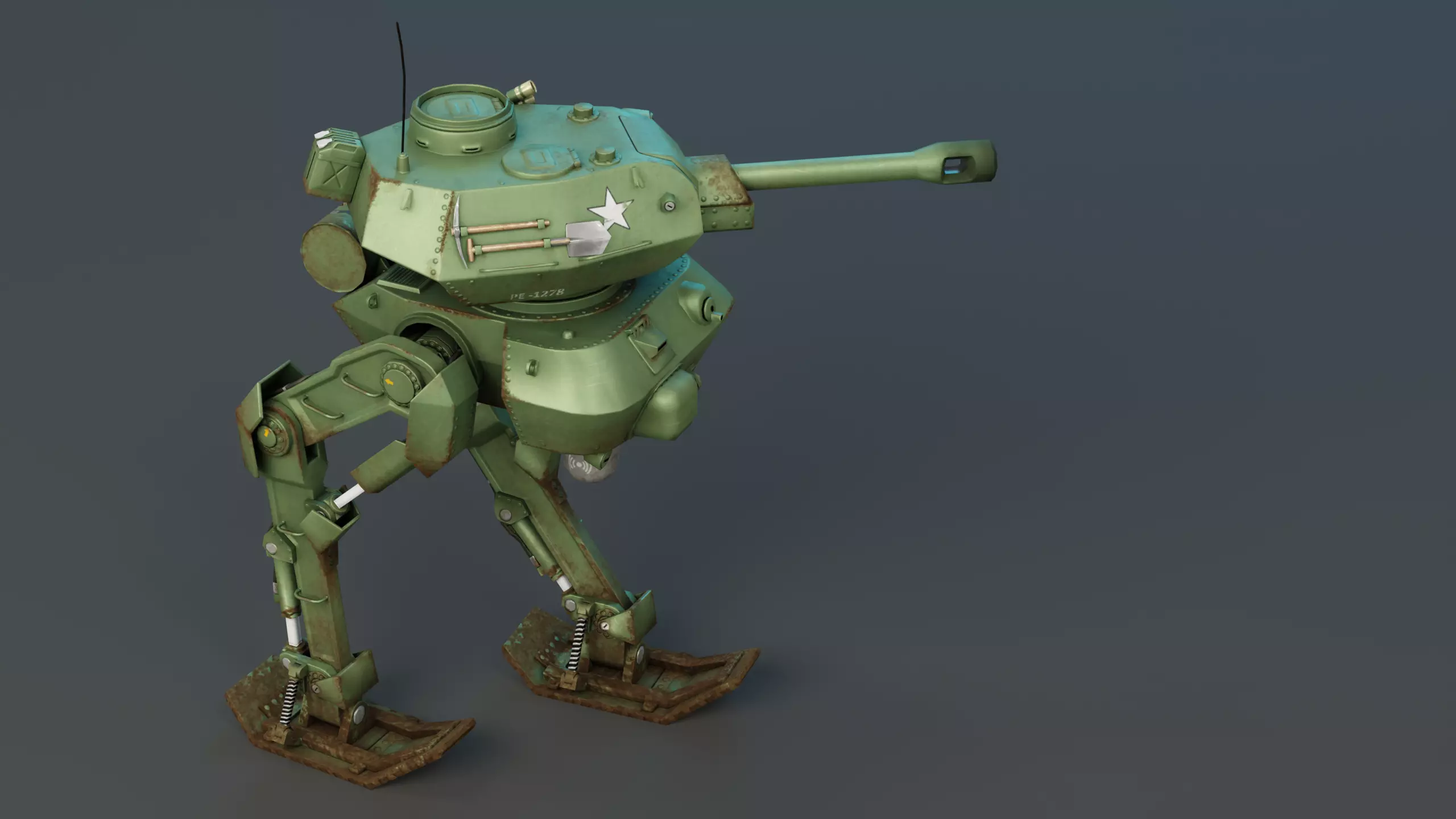 Tank Mech Low-poly 3D model_0