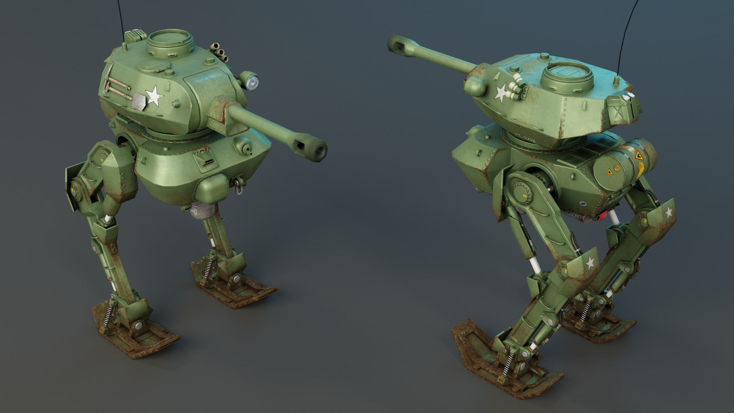Tank Mech Low-poly 3D model_3