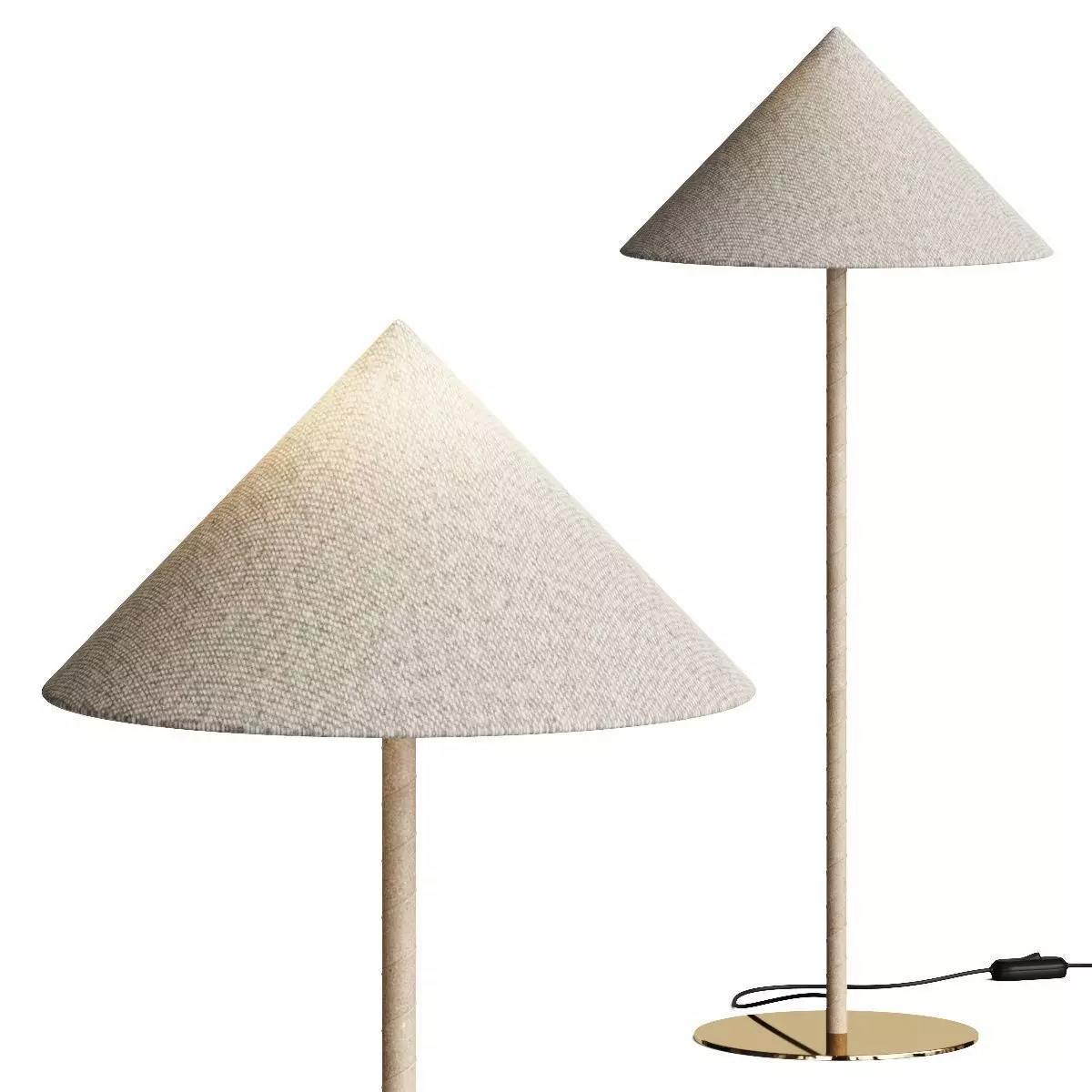 Luar Wrapped Untanned Leather Table Lamp With Brass Base 3D model_0