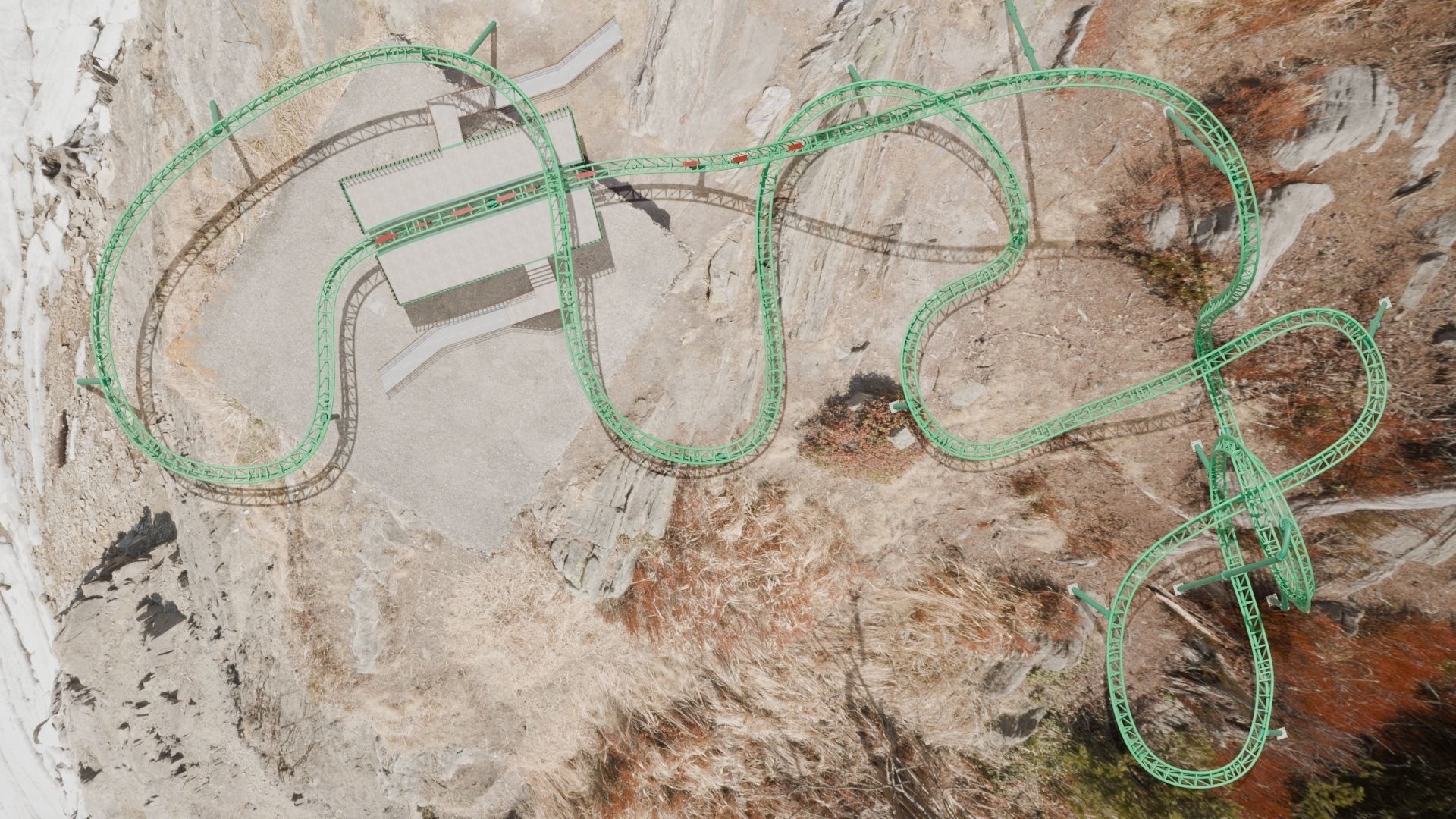 Rollercoaster roller coaster at amusement park Low-poly 3D model_15