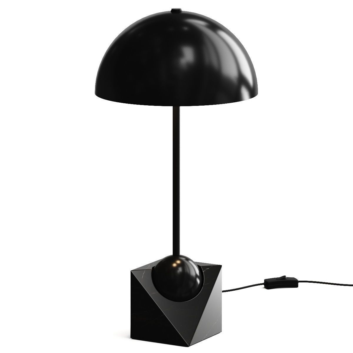 CB2 Venus Champagne Metal Dome Table Lamp With White Marble Base 3D model_1