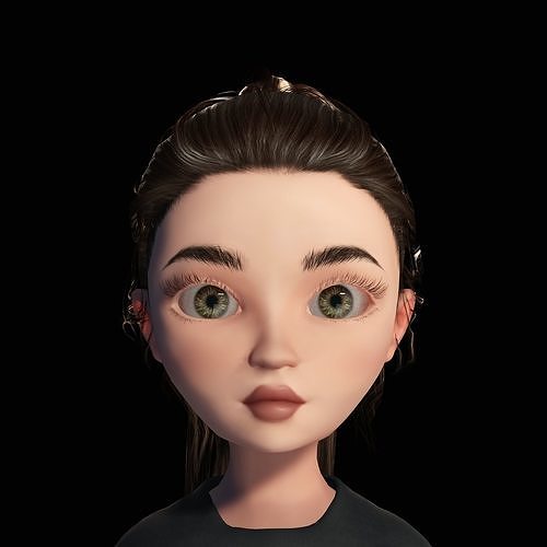 Funny Cartoon Character Girl Cute Rigged  3D model