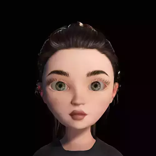 Funny Cartoon Character Girl Cute Rigged 