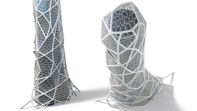 Futuristic Bionic Skyscraper 3D model 6