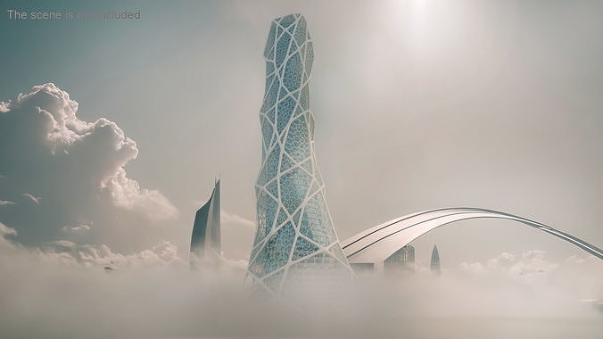Futuristic Bionic Skyscraper 3D model 2