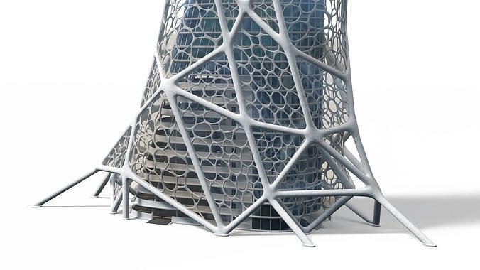 Futuristic Bionic Skyscraper 3D model 7