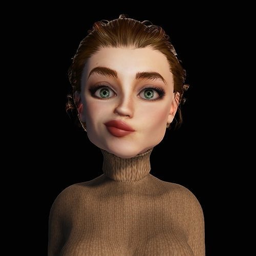 Semi Realistic Cartoon 3D Character Funny Cute Lady Rigged 3D model