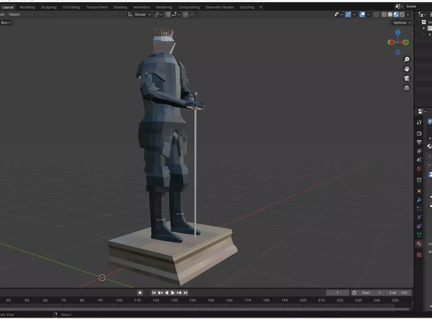 Knight Statue Low-poly 3D model_0