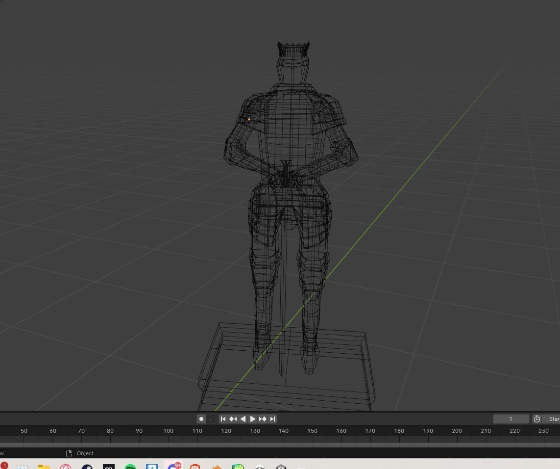 Knight Statue Low-poly 3D model_4
