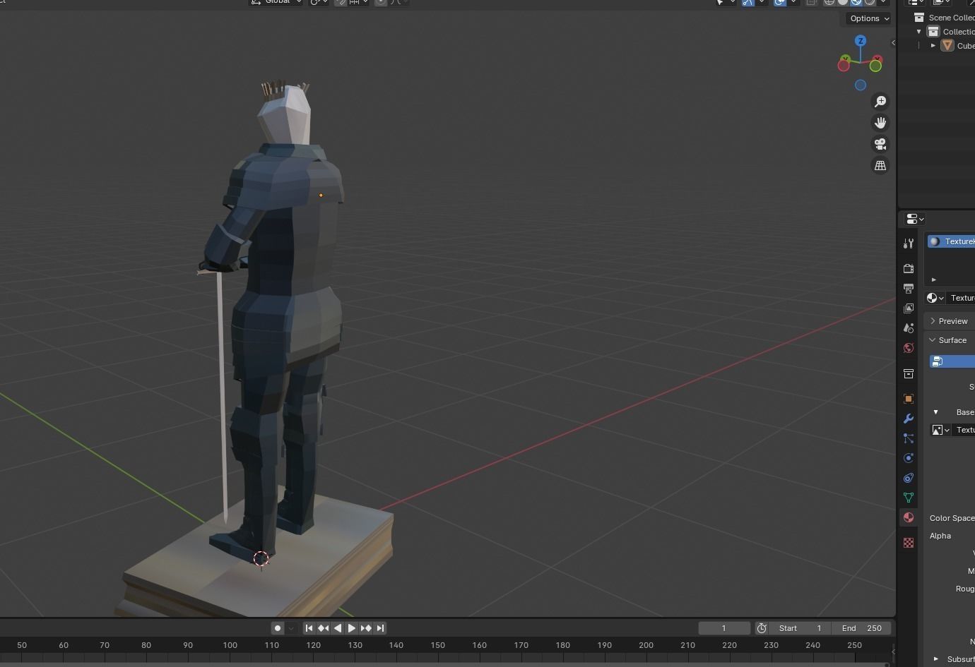 Knight Statue Low-poly 3D model_3
