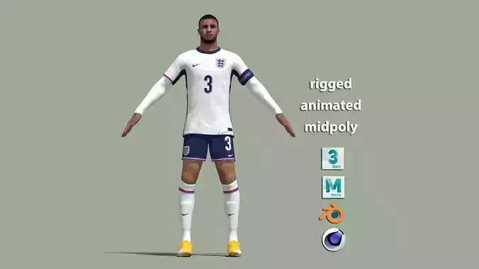 T-Pose Rigged Kyle Walker England Euro 2024