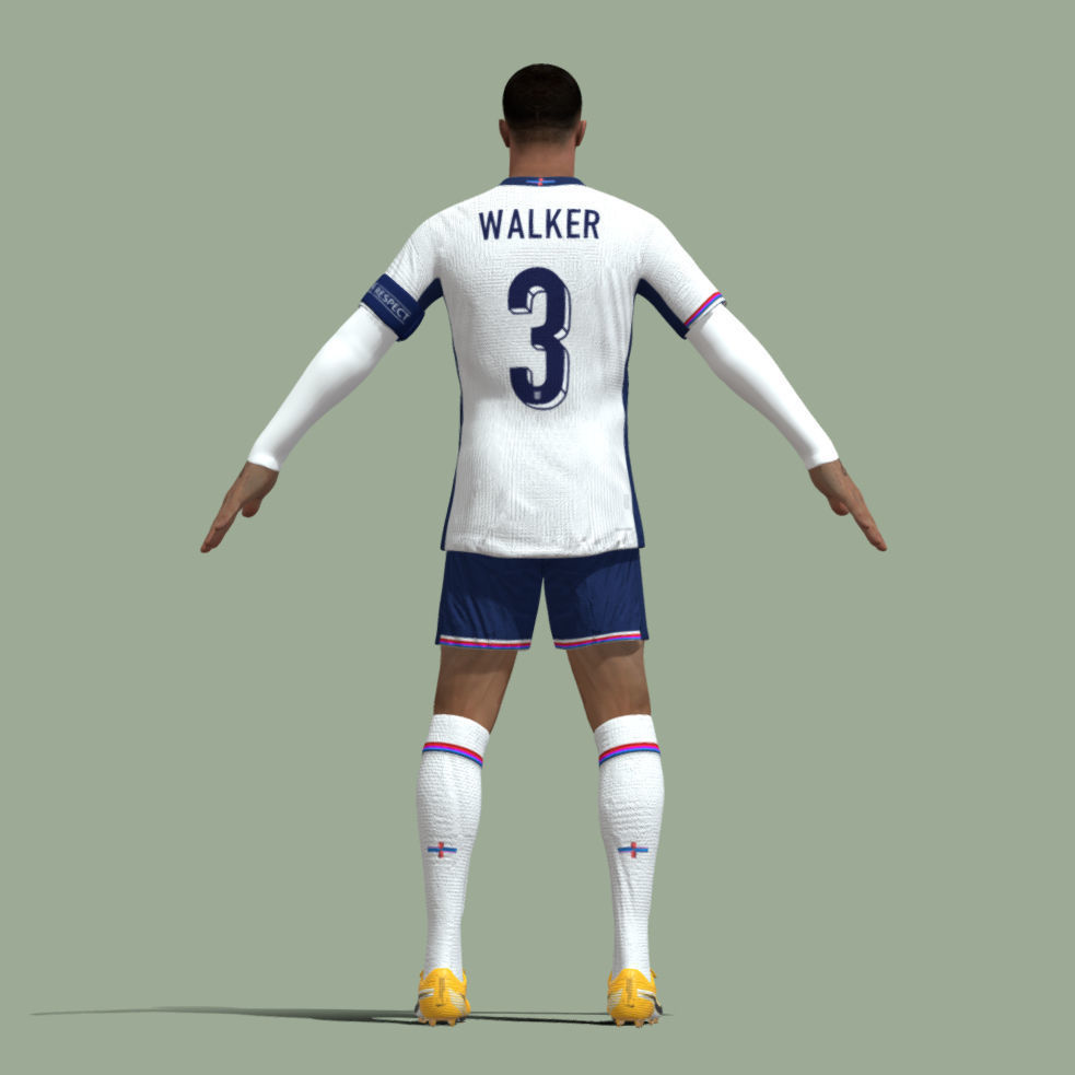 T-Pose Rigged Kyle Walker England Euro 2024 3D model_2