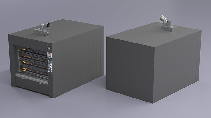 Industrial Deck Bakery Oven with Buns 3D model 4