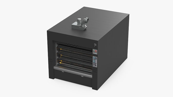Industrial Deck Bakery Oven with Buns 3D model 7