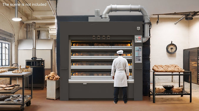 Industrial Deck Bakery Oven with Buns 3D model