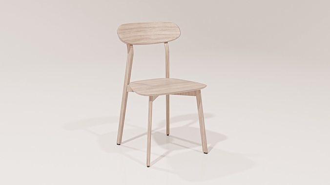 Oak Veneer and Rubberwood Chair Low-poly 3D model