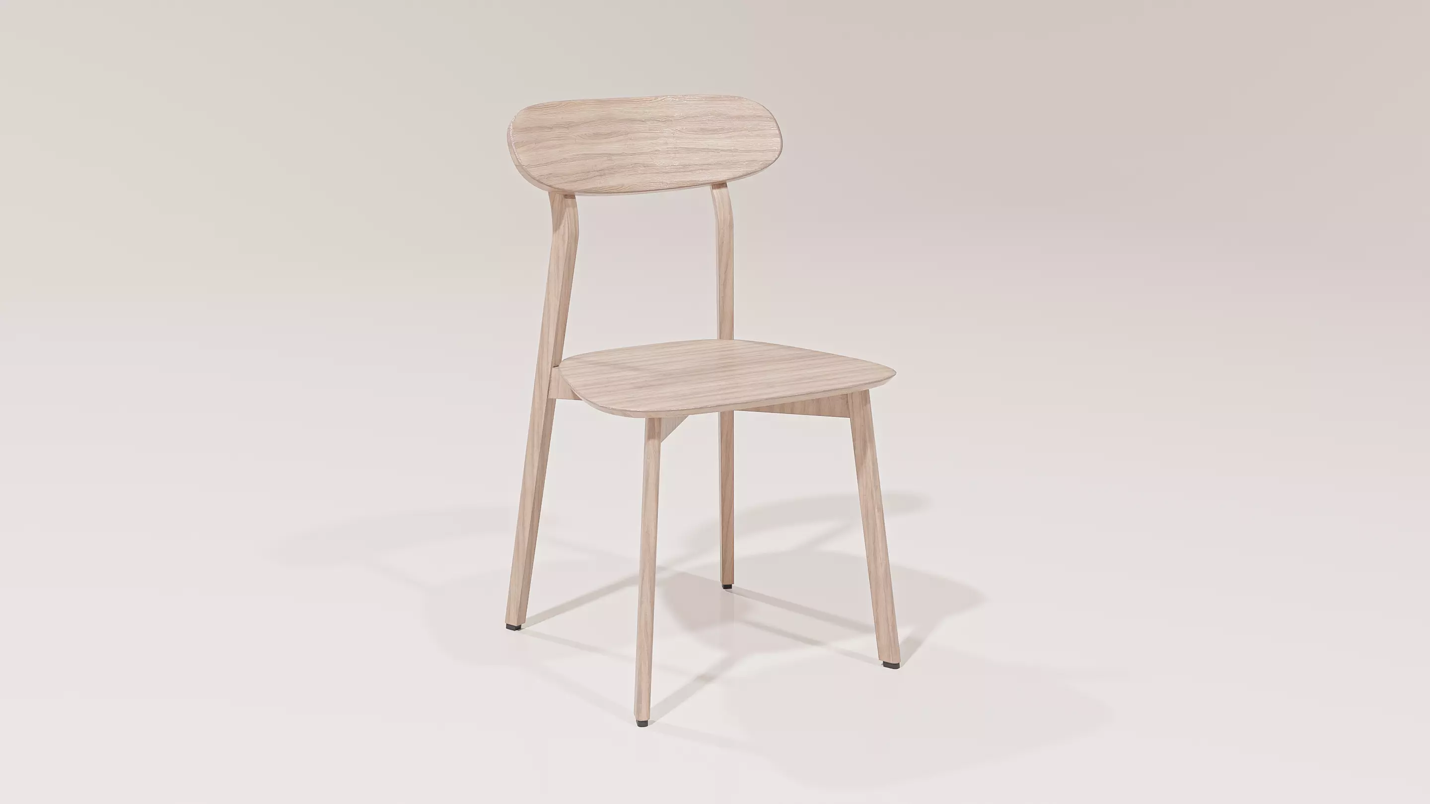 Oak Veneer and Rubberwood Chair Low-poly 3D model