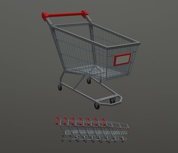 Low Poly Shopping Cart Low-poly 3D model