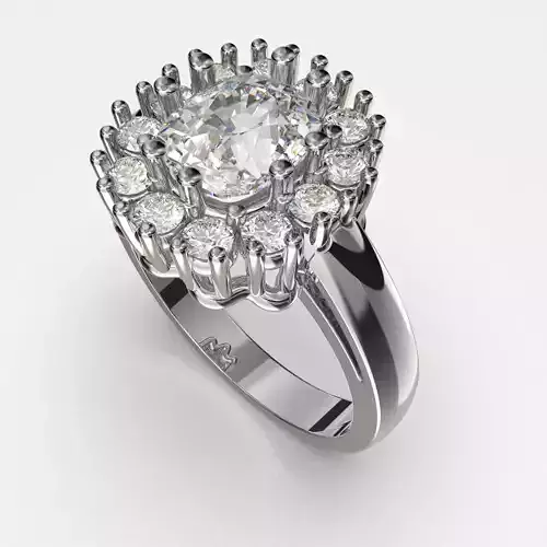  Printable STL jewelry engagement ring gem cushion 2ct 