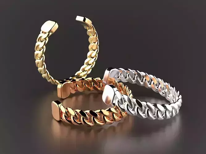 custom gold 14mm miami cuban chain link bangle bracelet