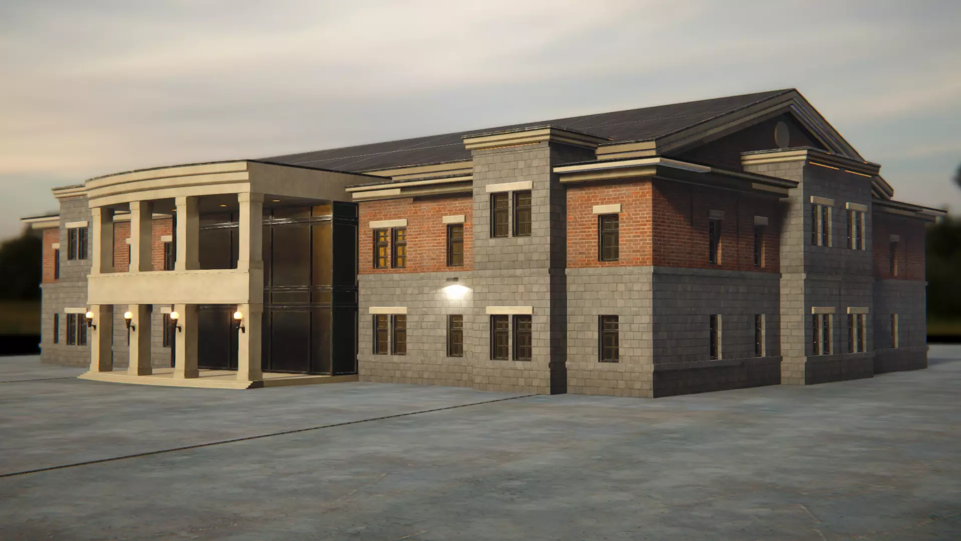 Game Art Police Station Low-poly 3D model_0